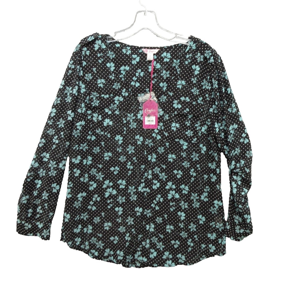 Candies Womens Blouse Large Long Sleeve New